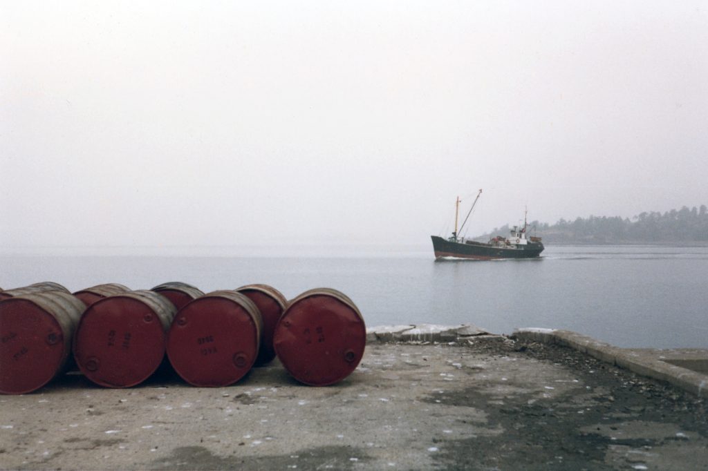 "Bygdin" ankommer Husbergøya i september 1981. Foto: John Michael Hudtwalcker